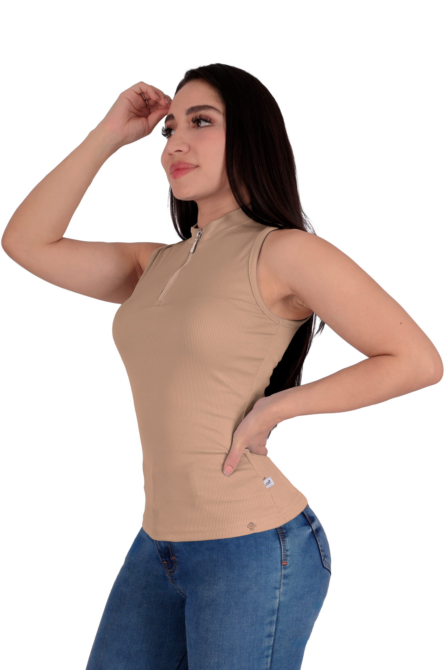 Blusa con Cierre - Beige