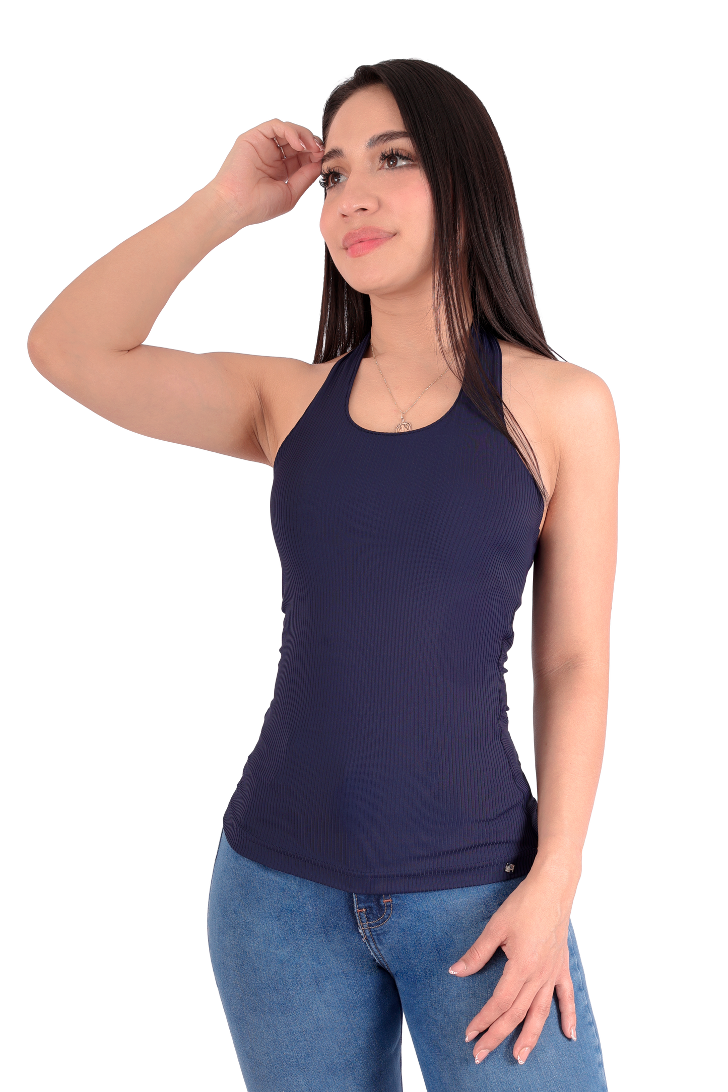 Blusa Halter Rib - Negro