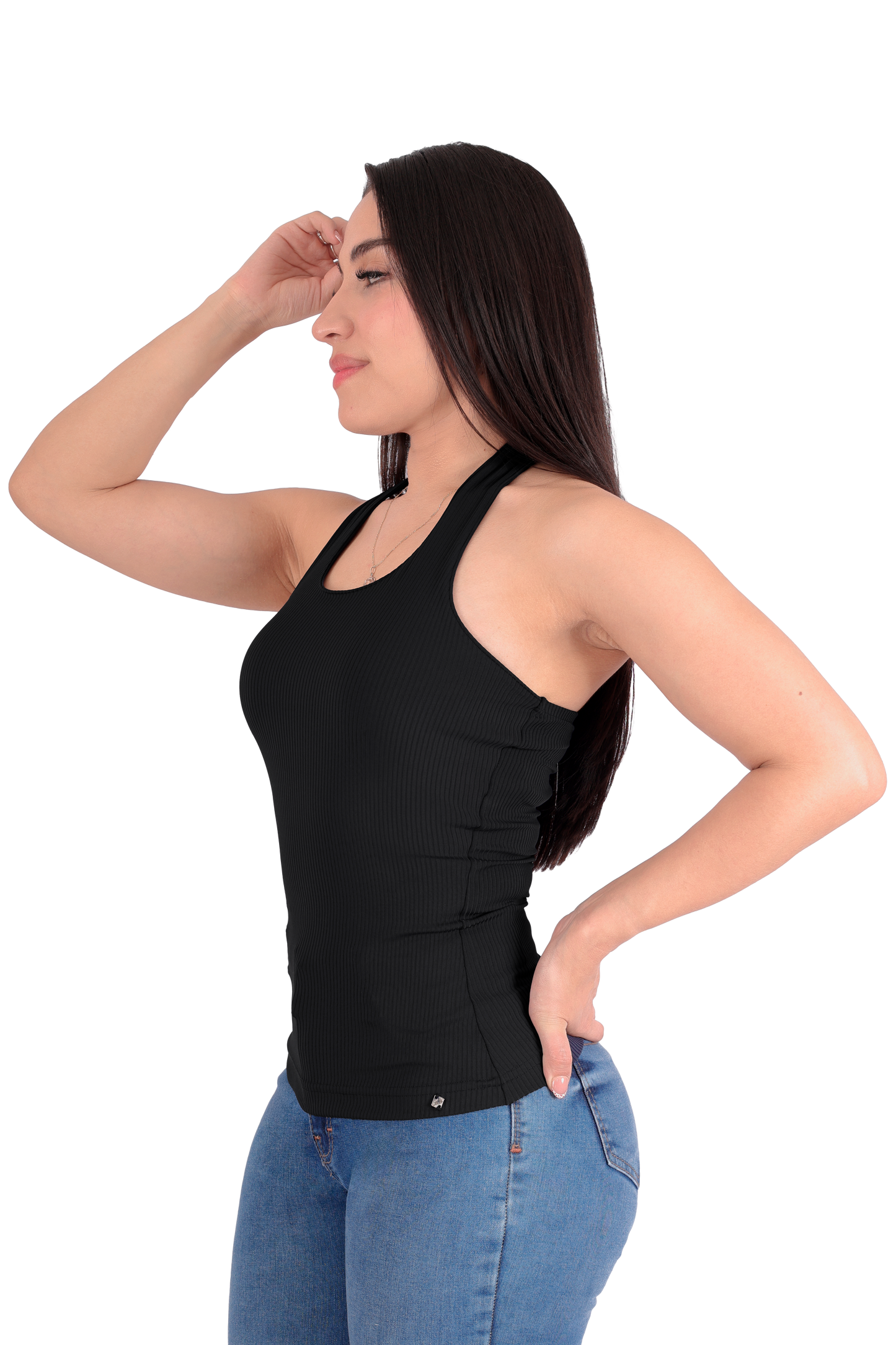 Blusa Halter Rib - Negro