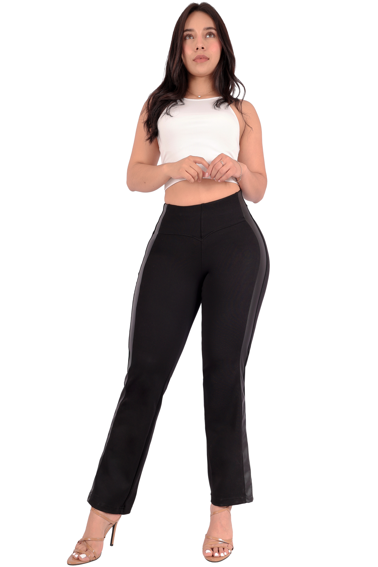Pantalones Casuales de Cintura Alta 6253-01