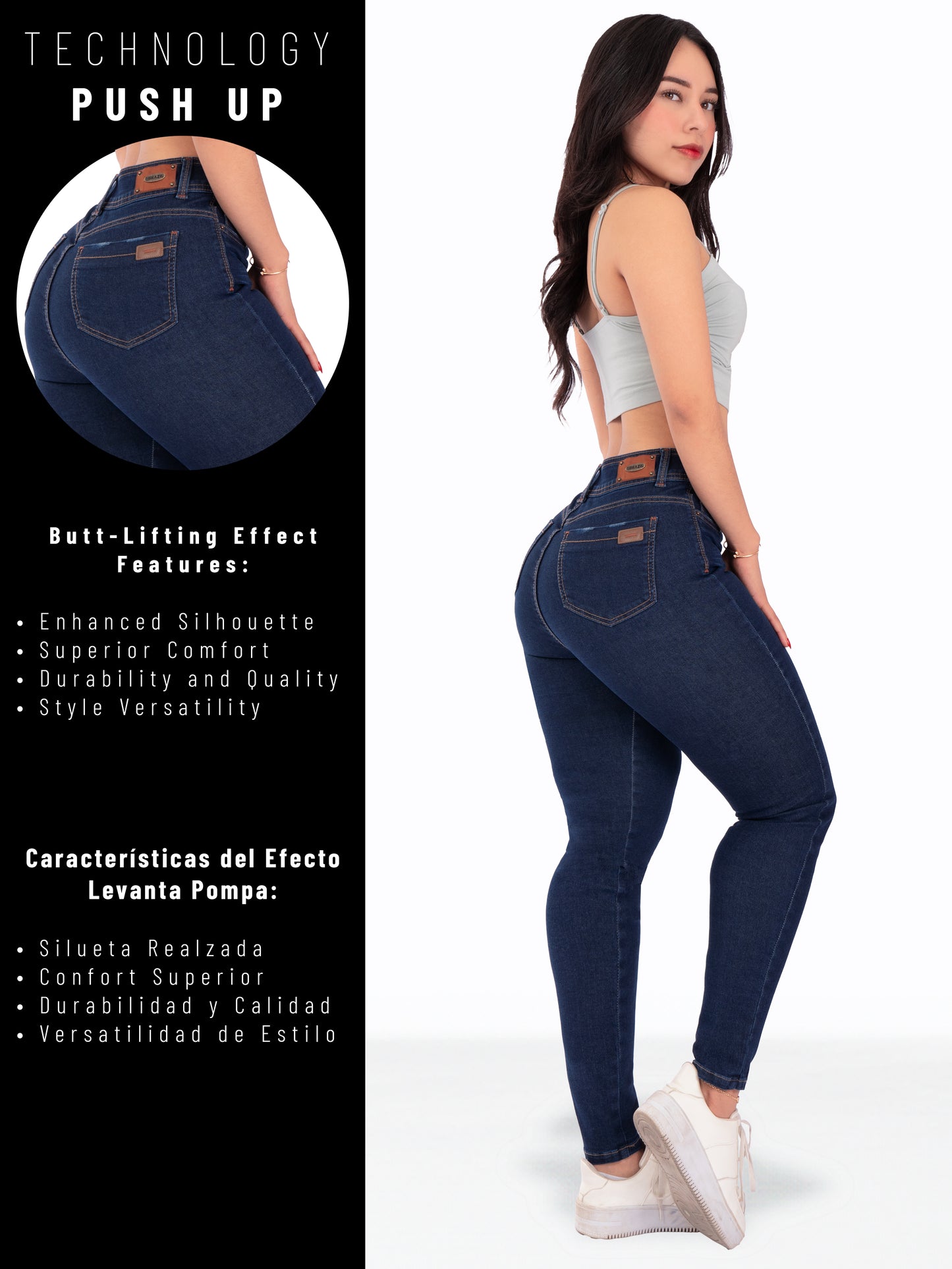 Jeans Colombianos de Talle Alto con Efecto Levanta Cola