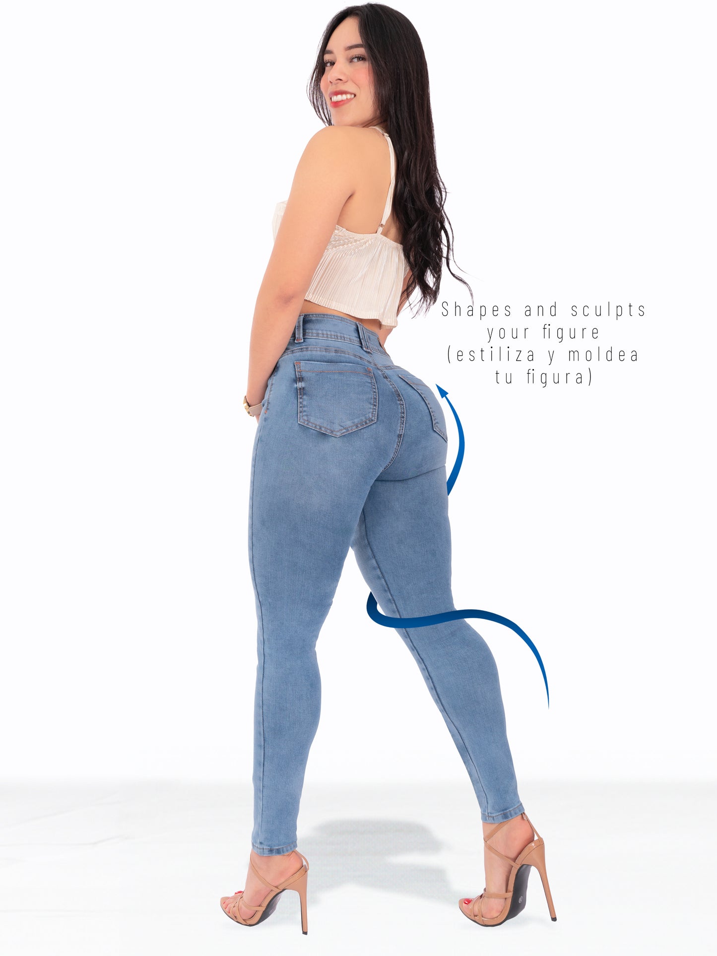 Jeans Colombianos de Talle Alto con Efecto Levanta Cola