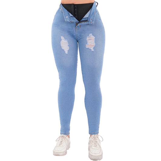 Jeans Colombianos de Talle Alto con Faja 3829 04