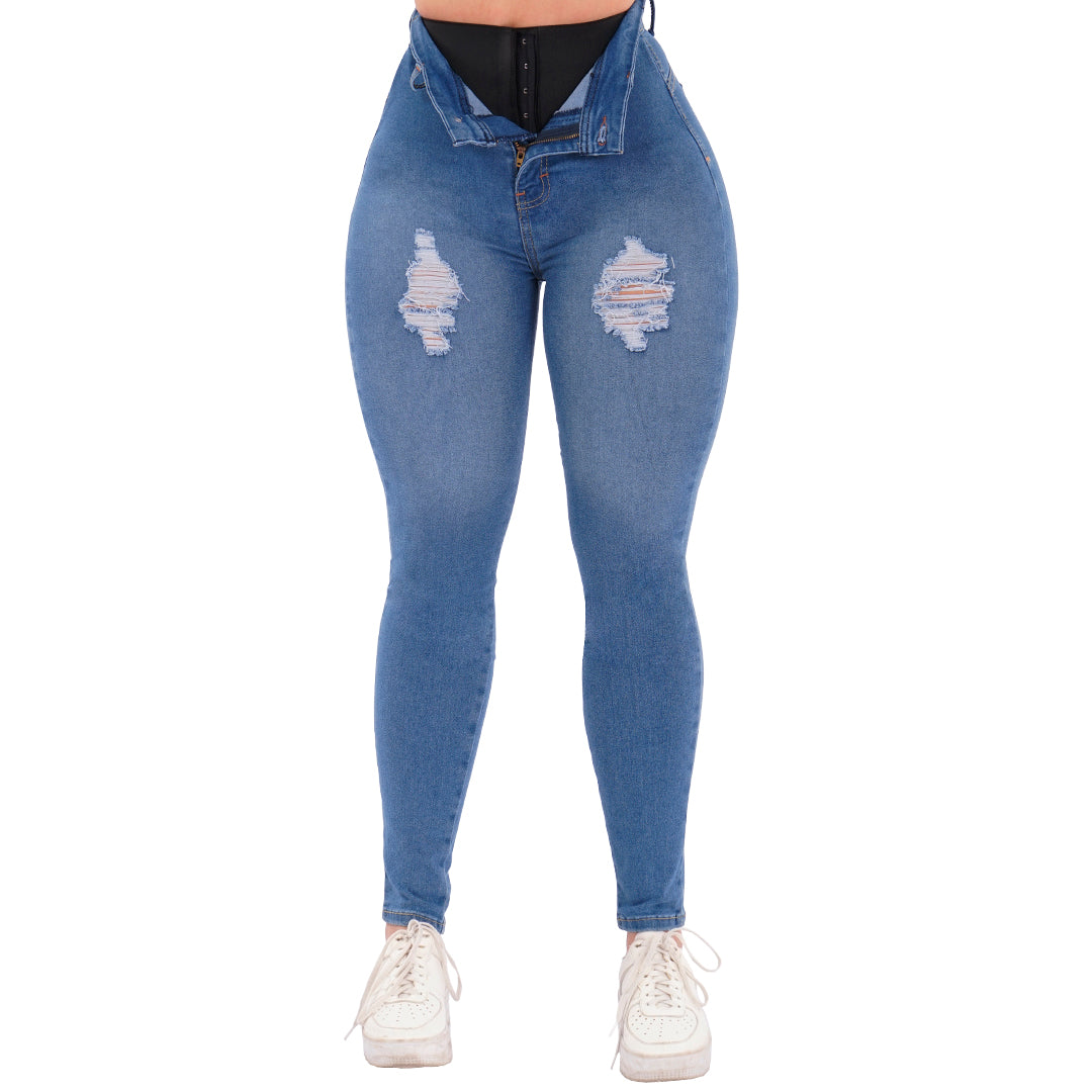 Jeans Colombianos de Talle Alto con Faja 3829 03