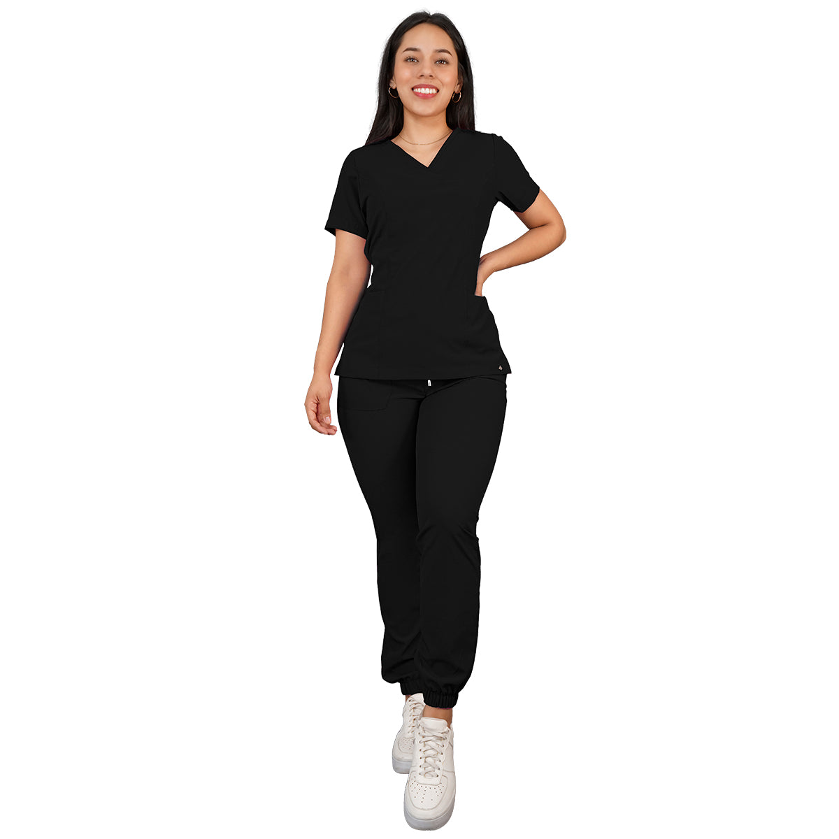 CONJUNTO QUIRURGICO ANTIFLUIDOS COLOR NEGRO MUJER