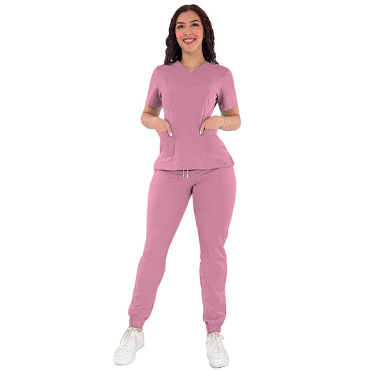 CONJUNTO QUIRURGICO ANTIFLUIDOS COLOR MAUVE MUJER