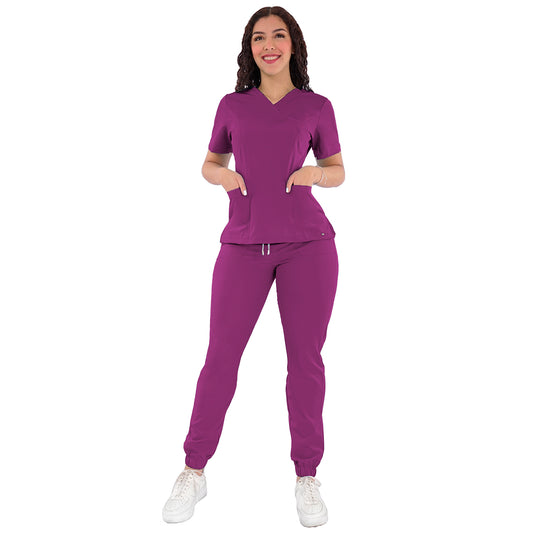 CONJUNTO QUIRURGICO ANTIFLUIDOS COLOR BUGAMBILIA MUJER