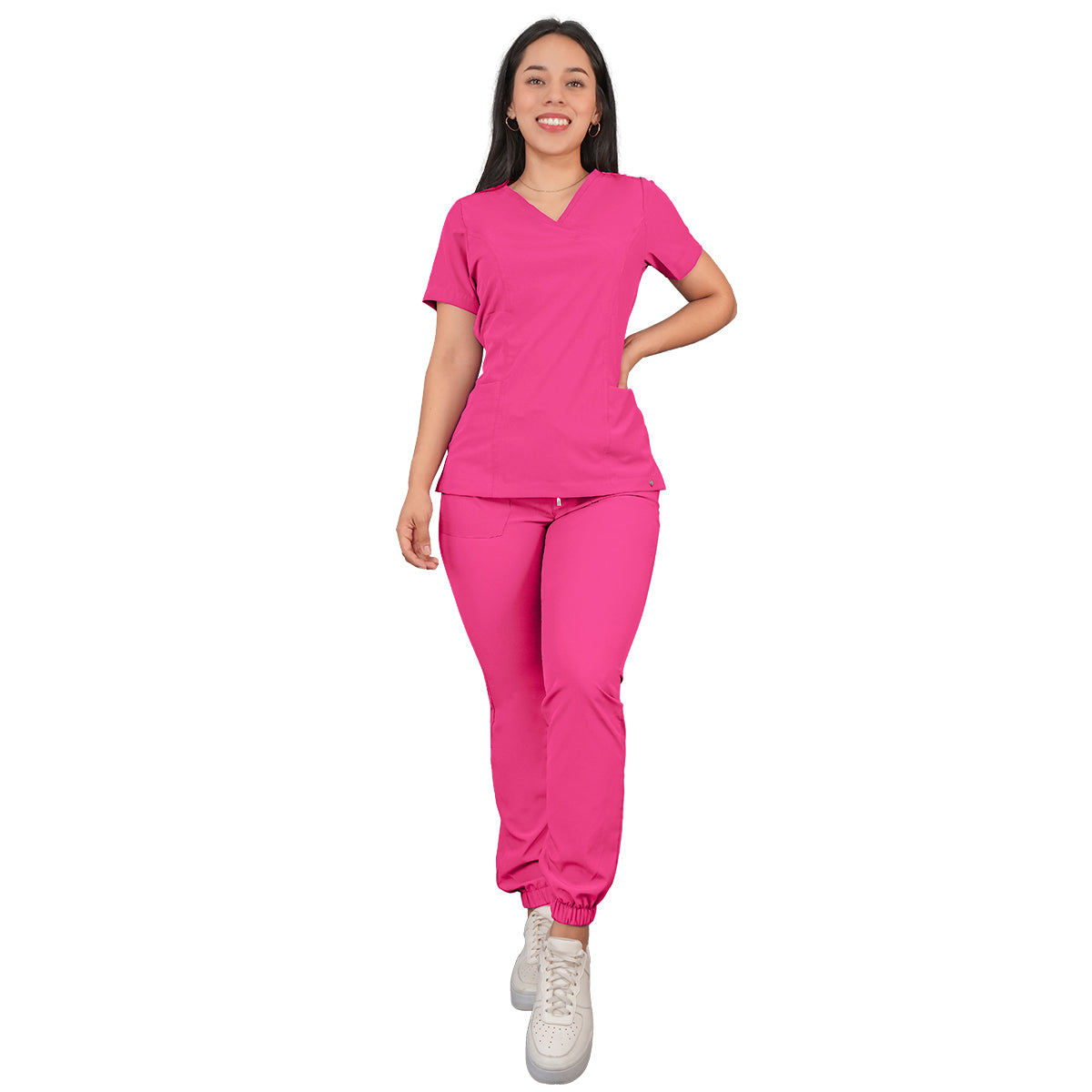 CONJUNTO QUIRURGICO ANTIFLUIDOS COLOR ROSA BARBIE MUJER