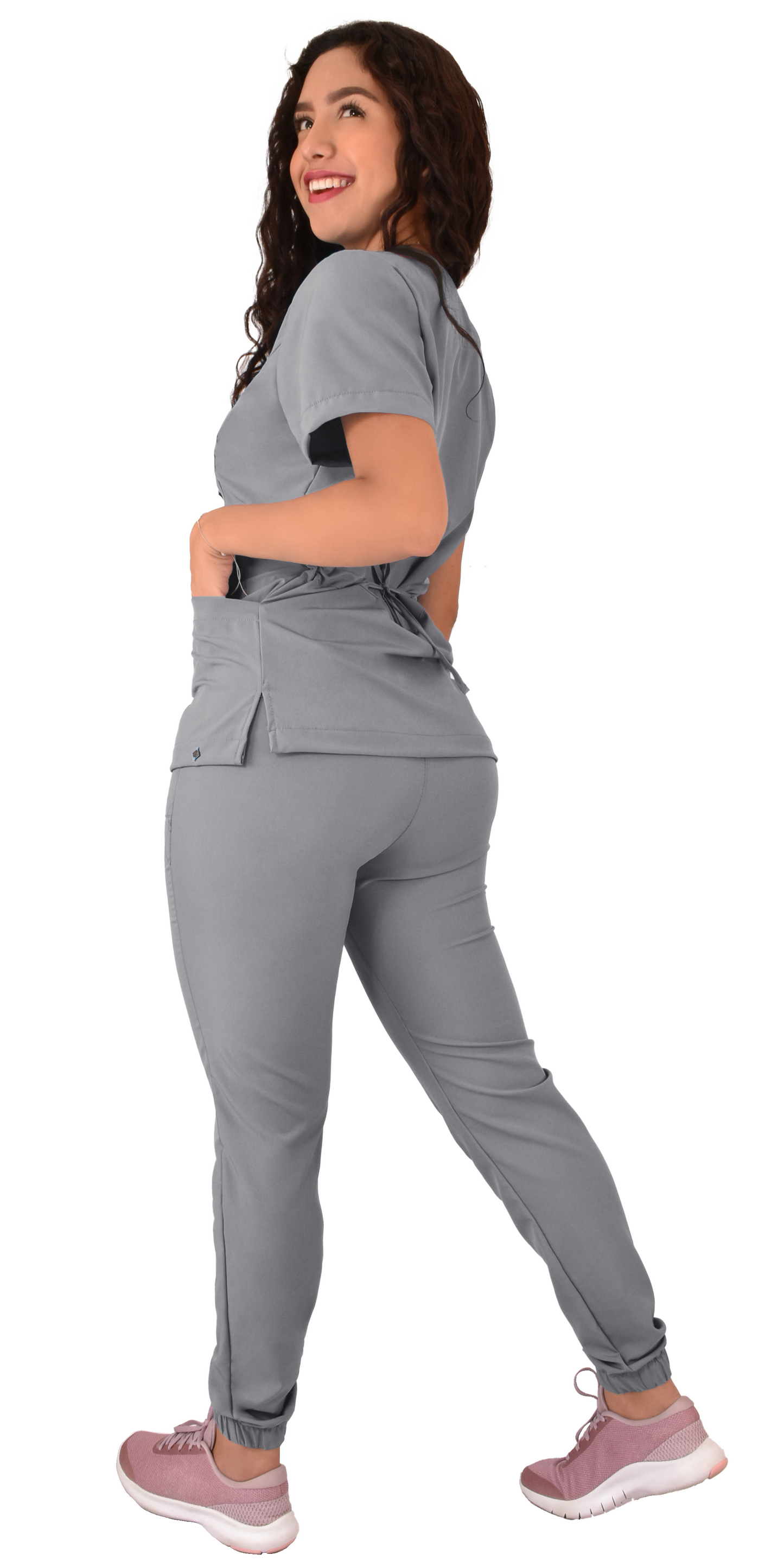 CONJUNTO QUIRURGICO ANTIFLUIDOS COLOR GRIS MUJER