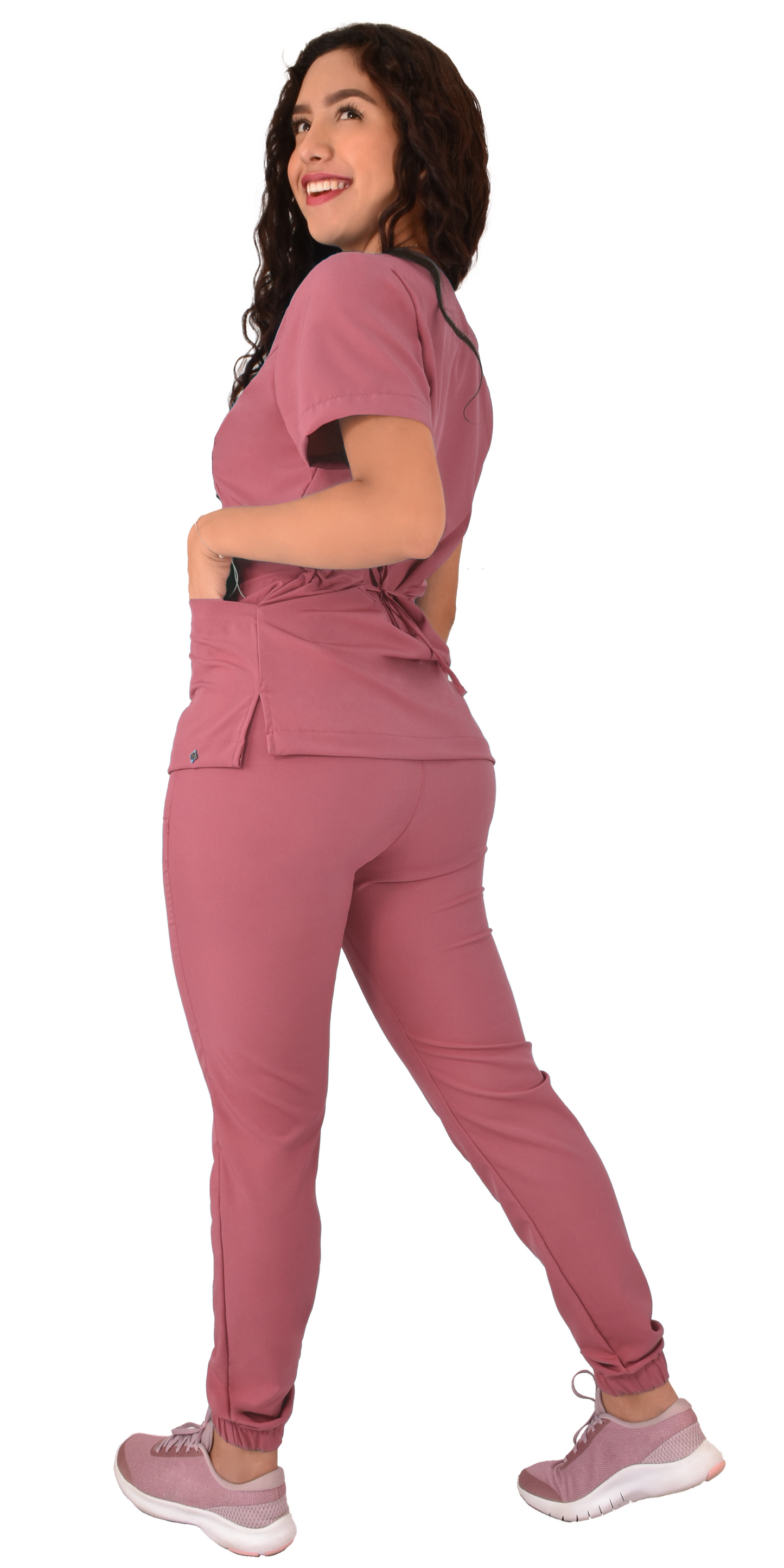 CONJUNTO QUIRURGICO ANTIFLUIDOS COLOR PALO DE ROSA MUJER