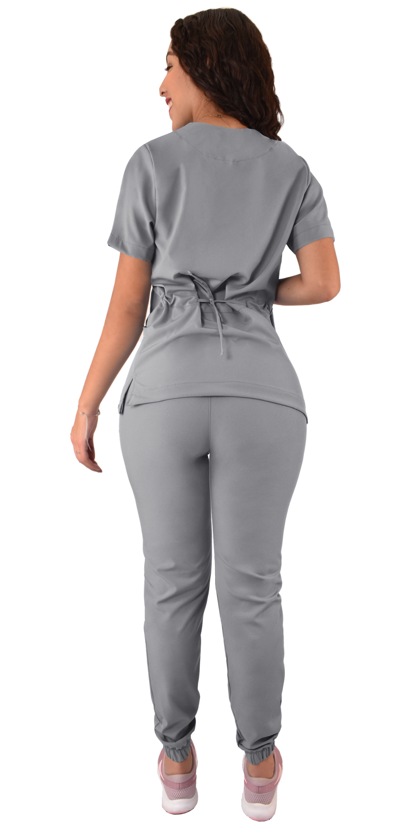 CONJUNTO QUIRURGICO ANTIFLUIDOS COLOR GRIS MUJER