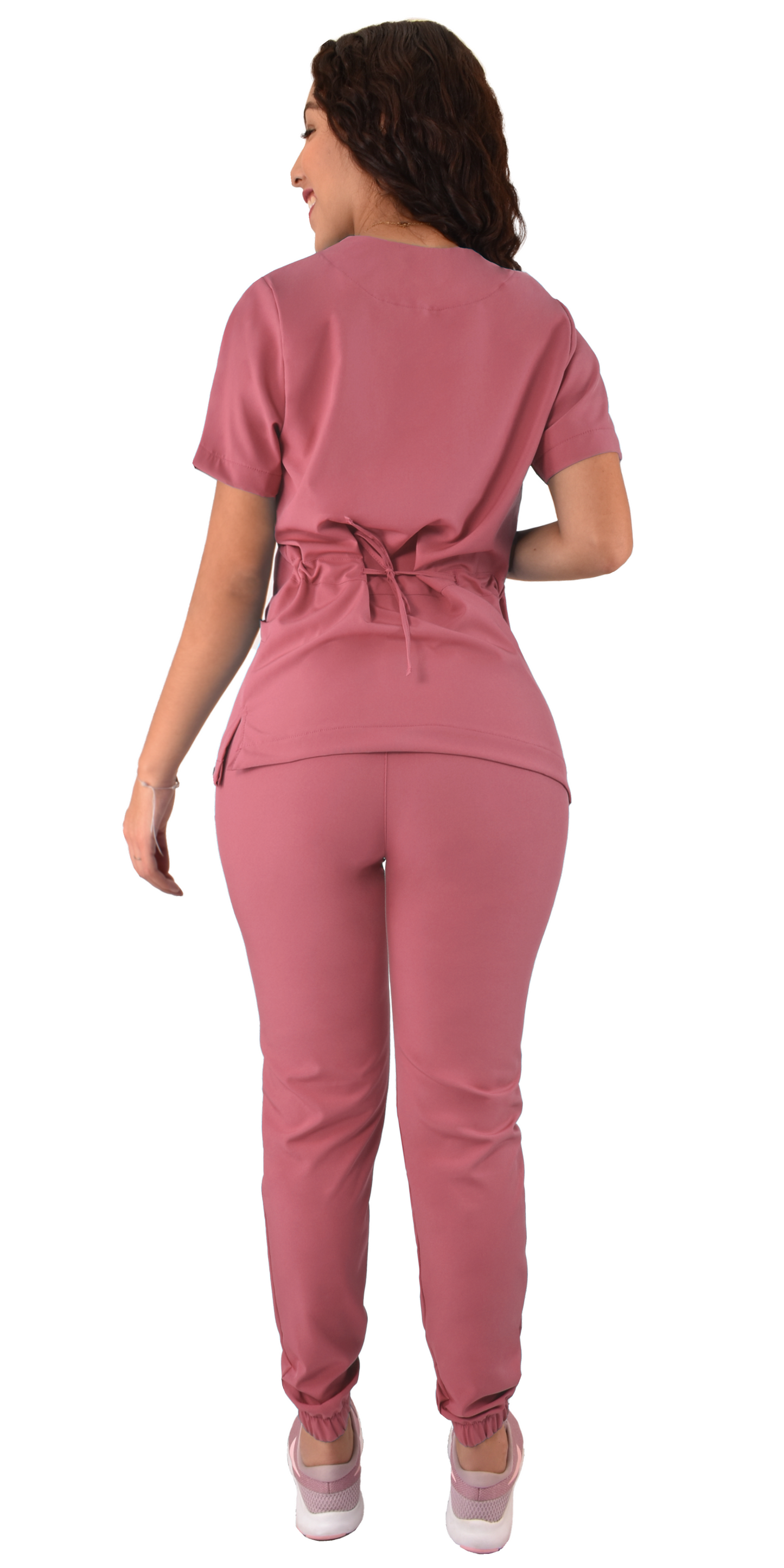 CONJUNTO QUIRURGICO ANTIFLUIDOS COLOR PALO DE ROSA MUJER