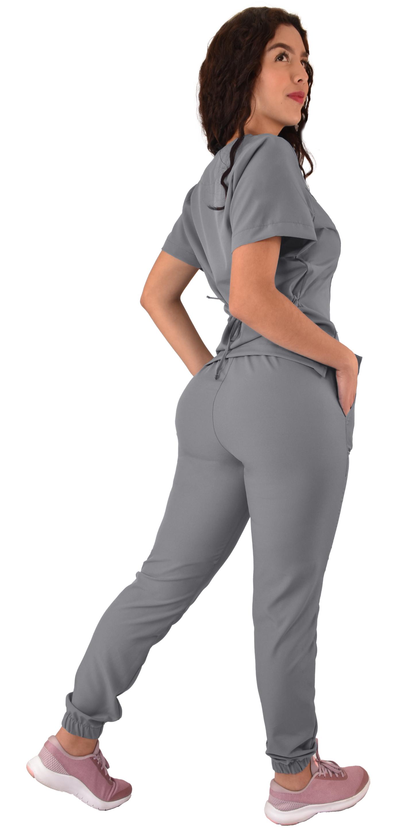 CONJUNTO QUIRURGICO ANTIFLUIDOS COLOR GRIS MUJER