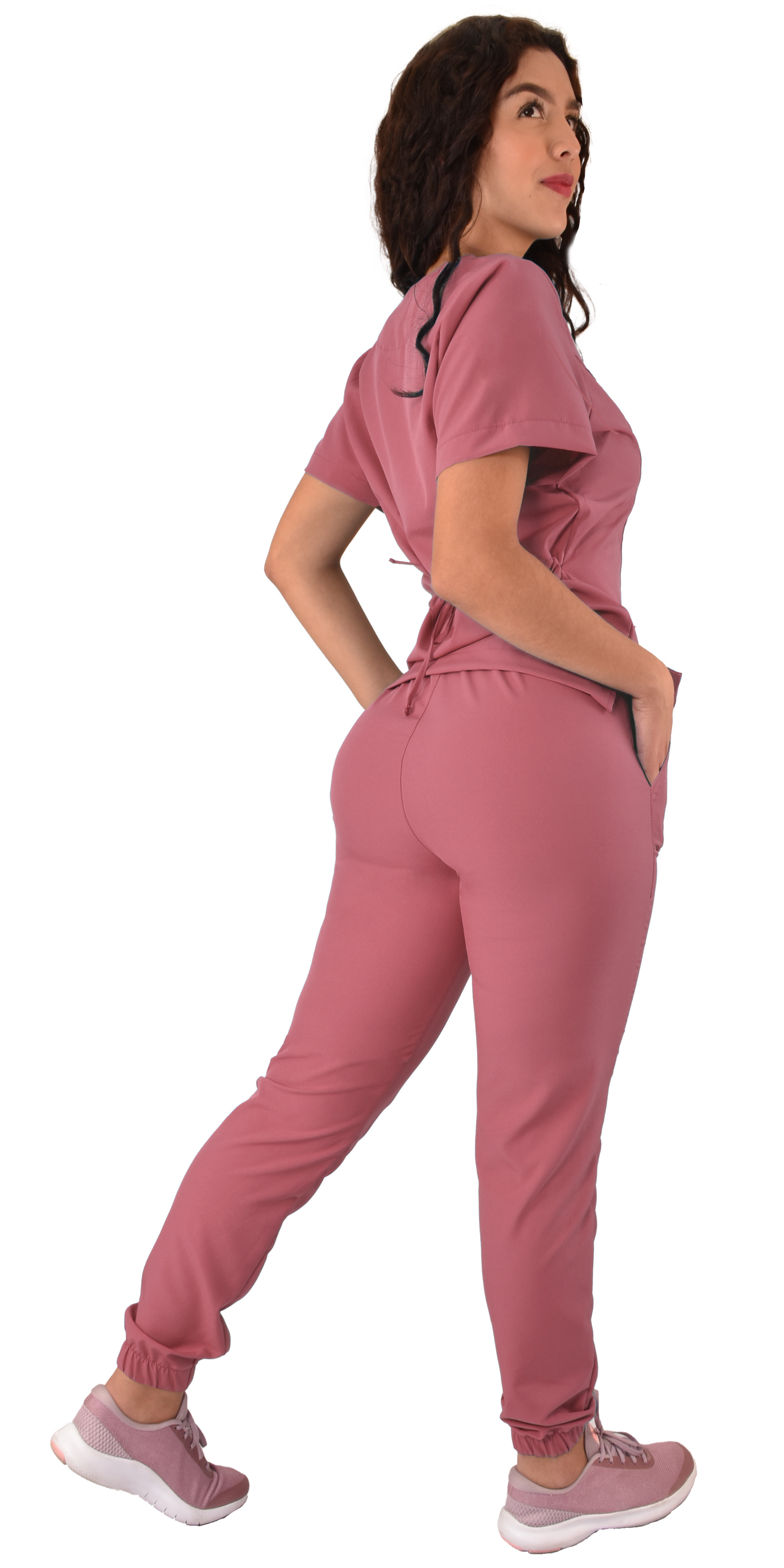 CONJUNTO QUIRURGICO ANTIFLUIDOS COLOR PALO DE ROSA MUJER