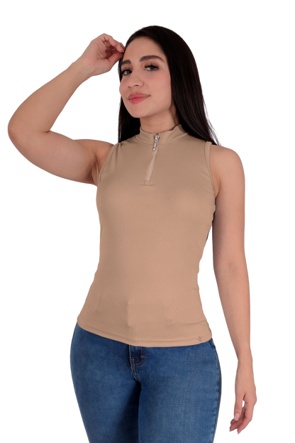 Blusa con Cierre - Beige