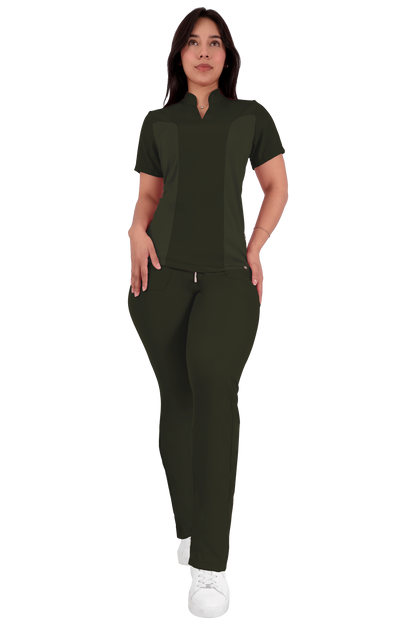 Conjunto Quirurgico Antifluidos corte Recto - Verde Olivo
